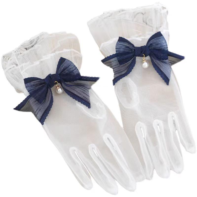 Xiaogui - Elegant Lolita Bow Gloves Retro - Lolita Lace Glove Hand Accessory