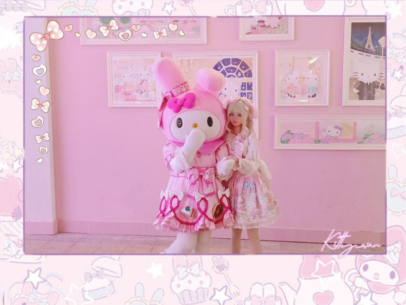 Handmade Sweet My Melody Ear Headband Cute Lace Pink Sweet KC Bow Hair Accessory Lolita Headband - Lolita Fetch