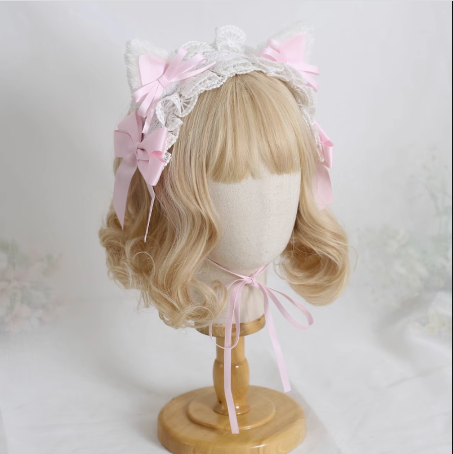Xiaogui - Sweet Lolita Cat Ear Bow Headband - Headwear