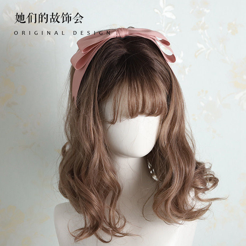 Lolita Hair Accessories Smoke Pink Bow Korean Pink KC Hairpin Hand Sleeve Hair Hoop Twin Rabbit Small Objects Lolita Headwear - Lolita Fetch
