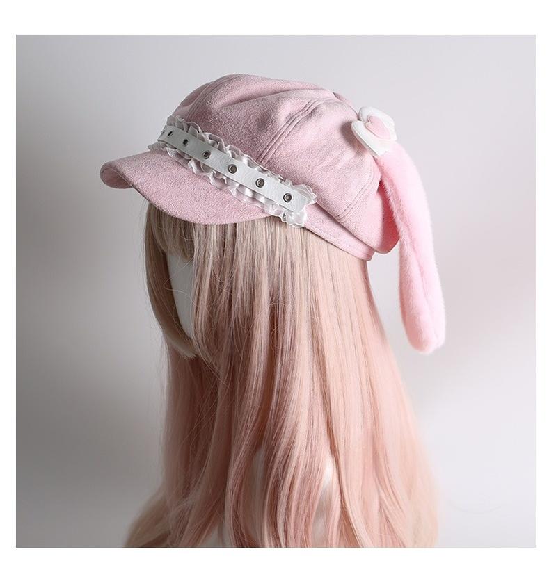 Xiaogui - Kawaii Lolita Hat Daily Baseball - Cap with Detachable Ears Headwear