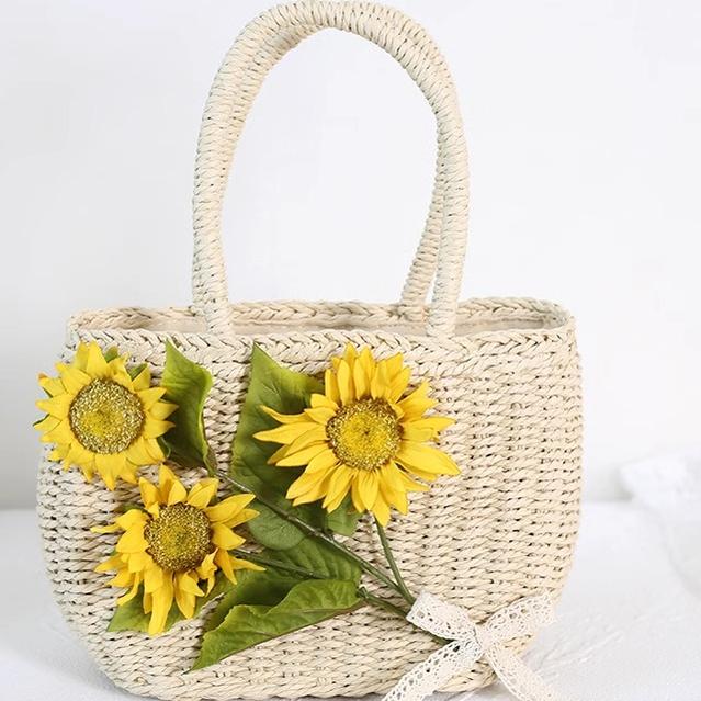 Xiaogui - Daily Lolita Bag Sunflower Straw - Shopping Bag Bag