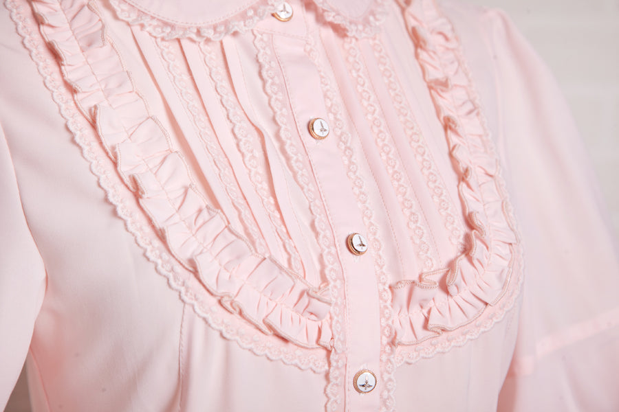 Yilia - Elegant Lamb Sleeve Chiffon Lolita - Blouse Innerwear