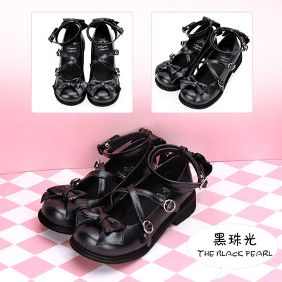 Angelic imprint - Sweet Lolita Bow Shoes - Low Heel, Round Toe Shoes