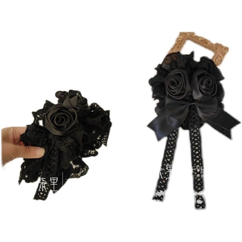 Qili Nightfall Handmade Elegant Retro Black Flower Headband - Lolita Black Hair Accessory