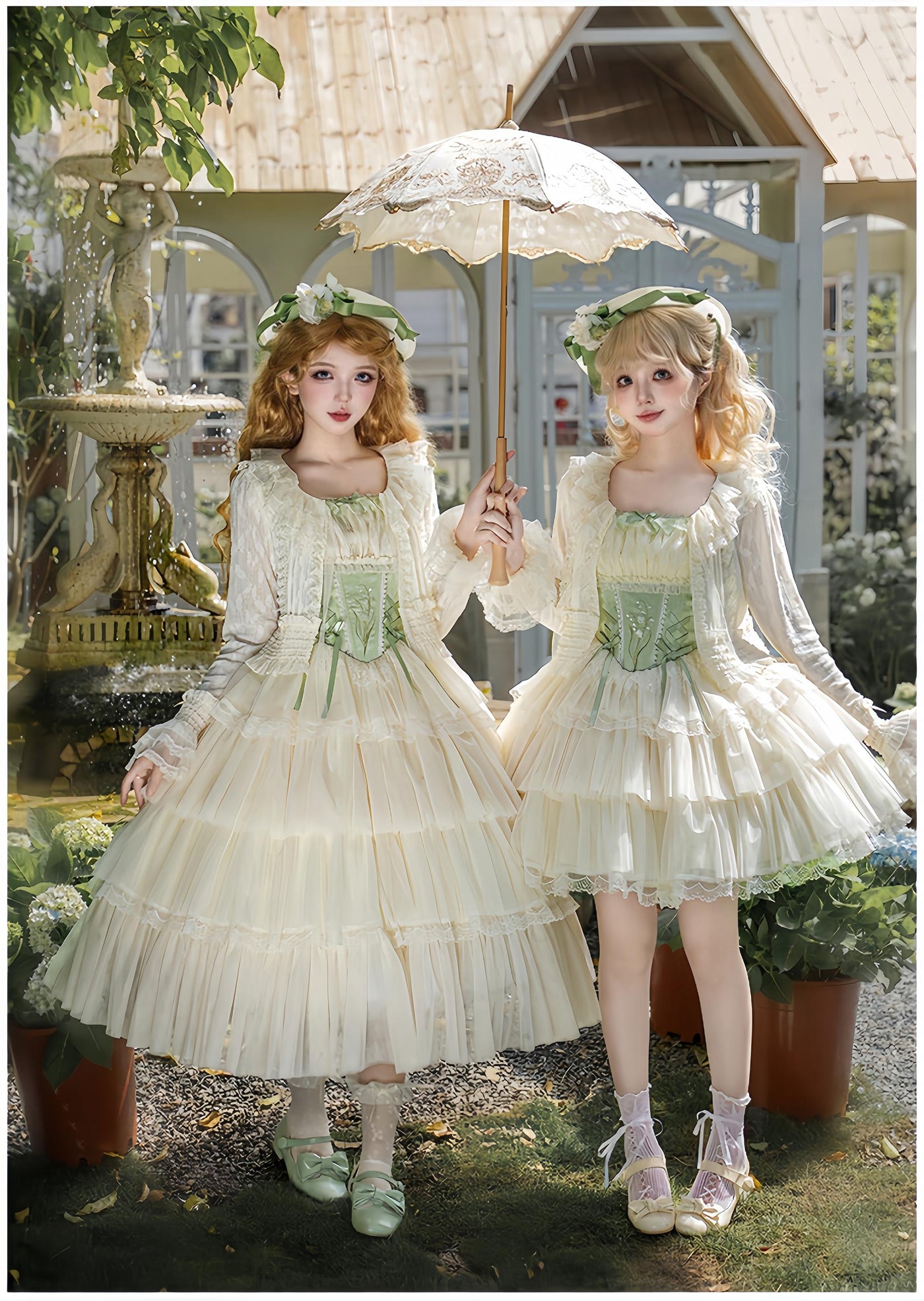 With PUJI - Lily of the Valley Whisper - Embroidered Classic Lolita Corset JSK Dress