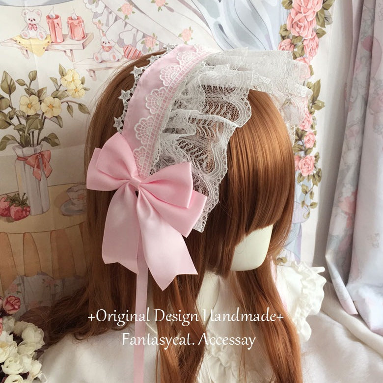 Japanese Retro Handmade Lolita Headband Lolita Style Lace Hair Accessory Sweet Versatile Dark Style KC Hair Ornament