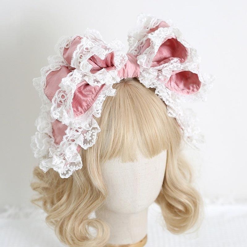 Xiaogui - Sweet Lolita KC with Large Lace Bow - in Multiple Colors Headwear
