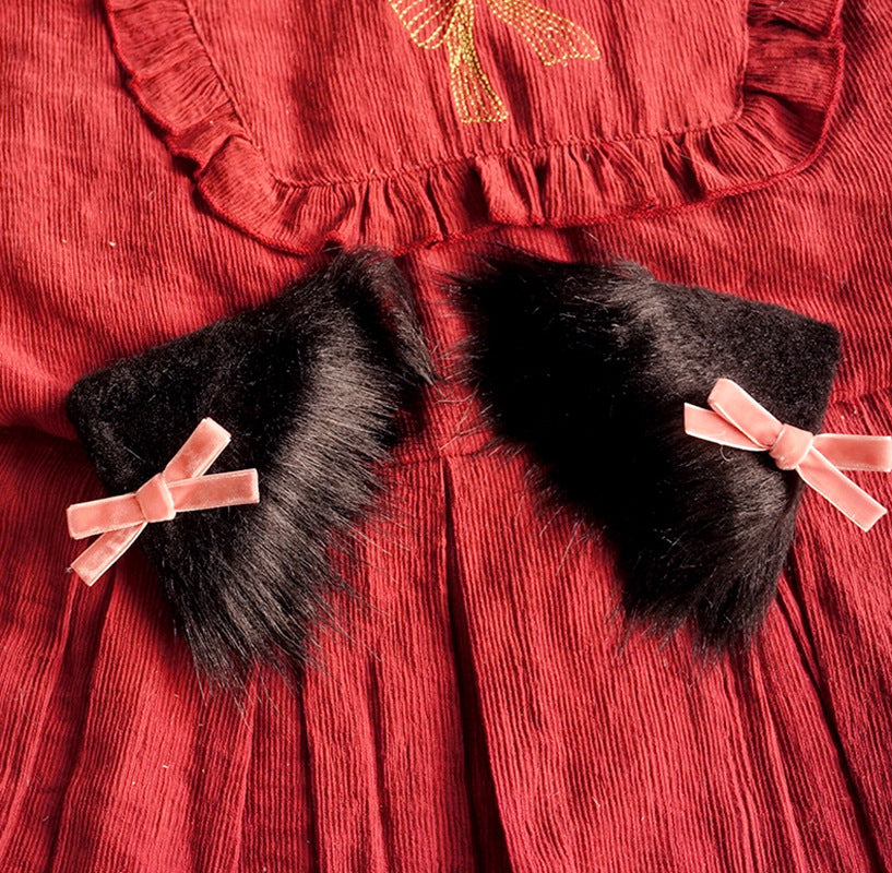 Lolita Headwear Black Pink Lolita Hair Accessories Black Sweet French Flat Hat Sweetheart House Kitty Handmade Small Items