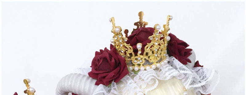 RE Accessary Crown Horn Veil Headpiece