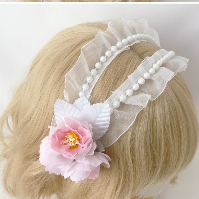 Lolita French Retro Sweet Mesh Headband - Gentle Temperament Flower Lace Hair Accessory