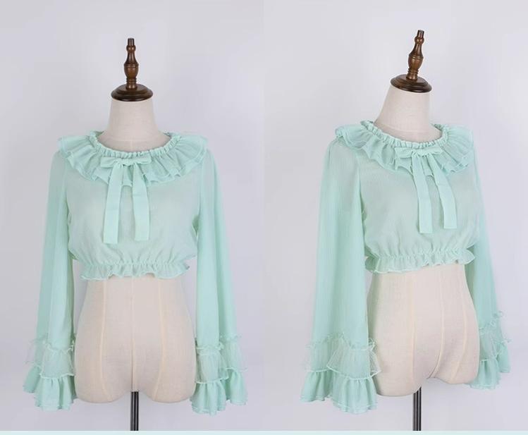 Sakurada Fawn - Plus Size Lolita Blouse Cheese - Chocolate Long Sleeve Innerwear