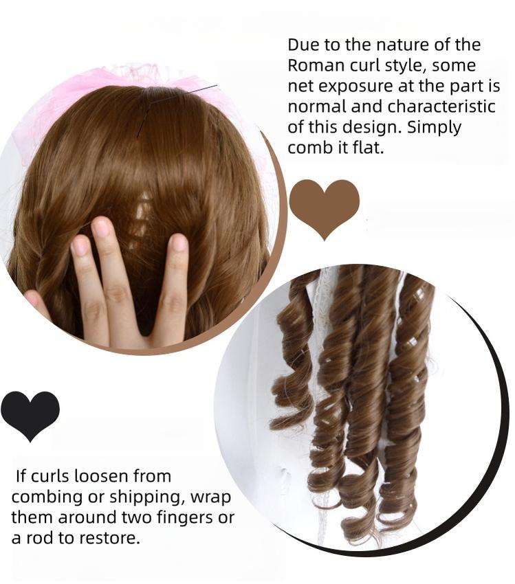 Sinwavy - Doll-like Roman Curl Lolita Wig - Straight Bangs Wig