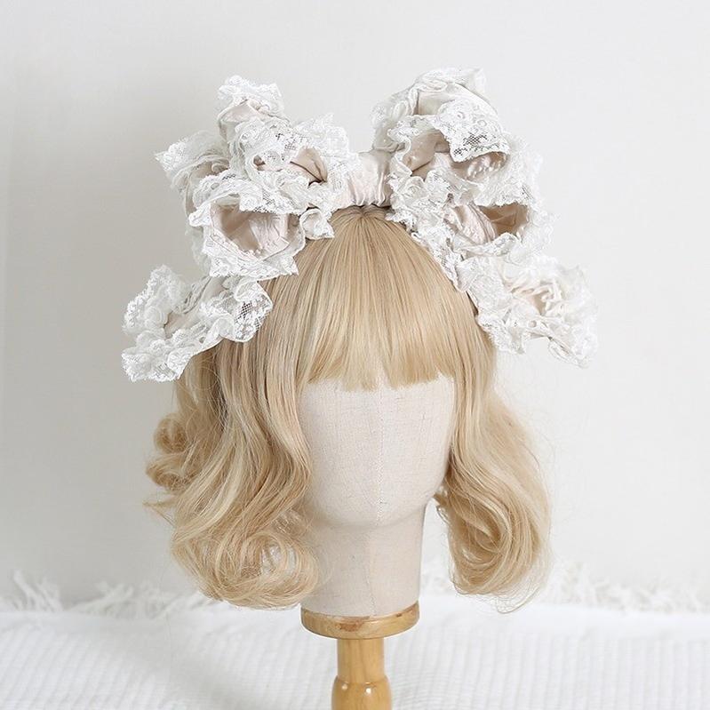 Xiaogui - Sweet Lolita KC with Large Lace Bow - in Multiple Colors Headwear
