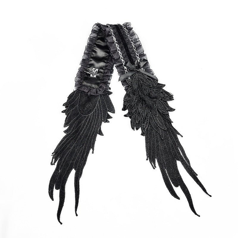 Dark Gothic Lolita Hair Accessories Angel Wings Lace Trim Headwear Lolita Wings Headband