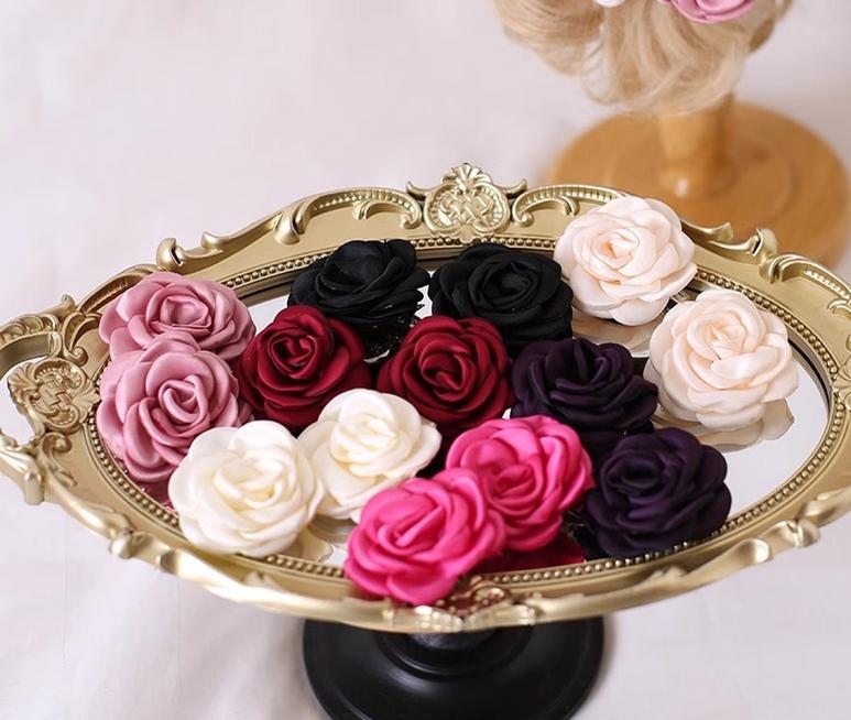 Xiaogui - Retro Lolita Brooch Rose Hairpins - Flower Headdress Headwear