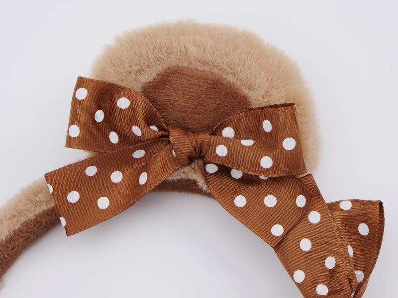 Original Handmade Bear Ear Bowknot Plush Headband Lolita Brown Japanese Korean Style - Lolita Fetch