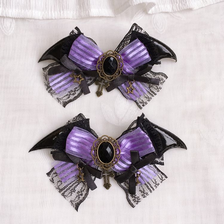 Halloween Witch Night Original Dark Gothic Lolita Accessories Bowknot Animal Ears KC Black Purple Arm Sleeves Bag