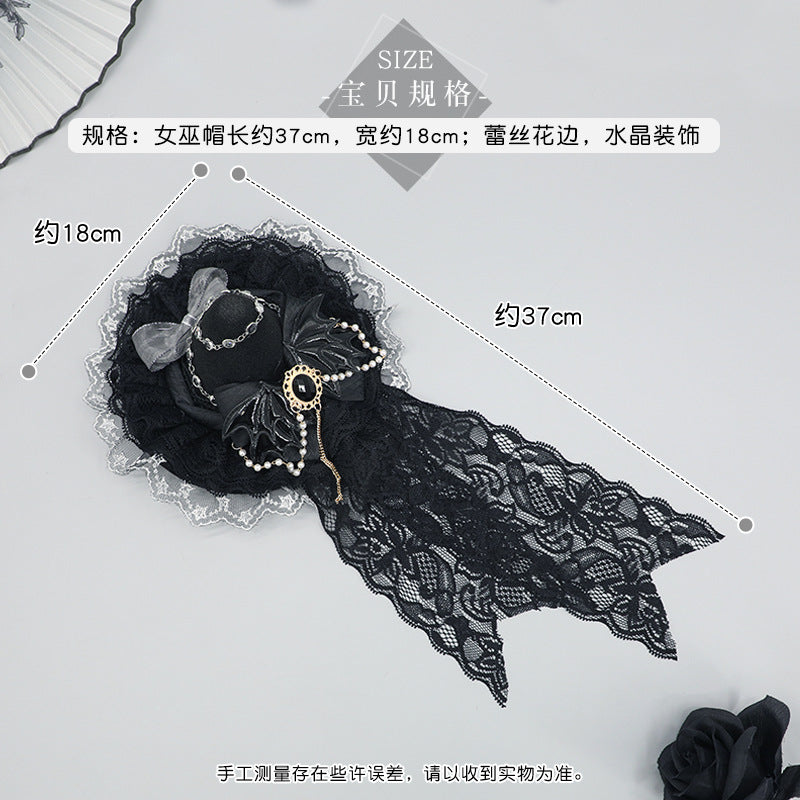 Cute Lolita Gothic Flat Hat - Halloween Magical Girl Versatile Witch Headwear - Lolita Fetch