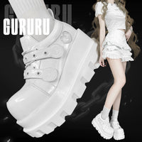 GuRuRu - Telepathy - Love Cross platform shoes with heart emblems - Blanco / 34