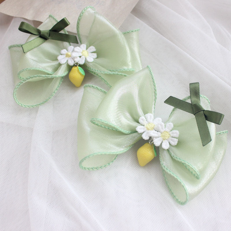 Original Design Hanfu Lemon Lily Hair Accessories Set Summer Ancient Style Lolita Green Fresh Side Clip Necklace