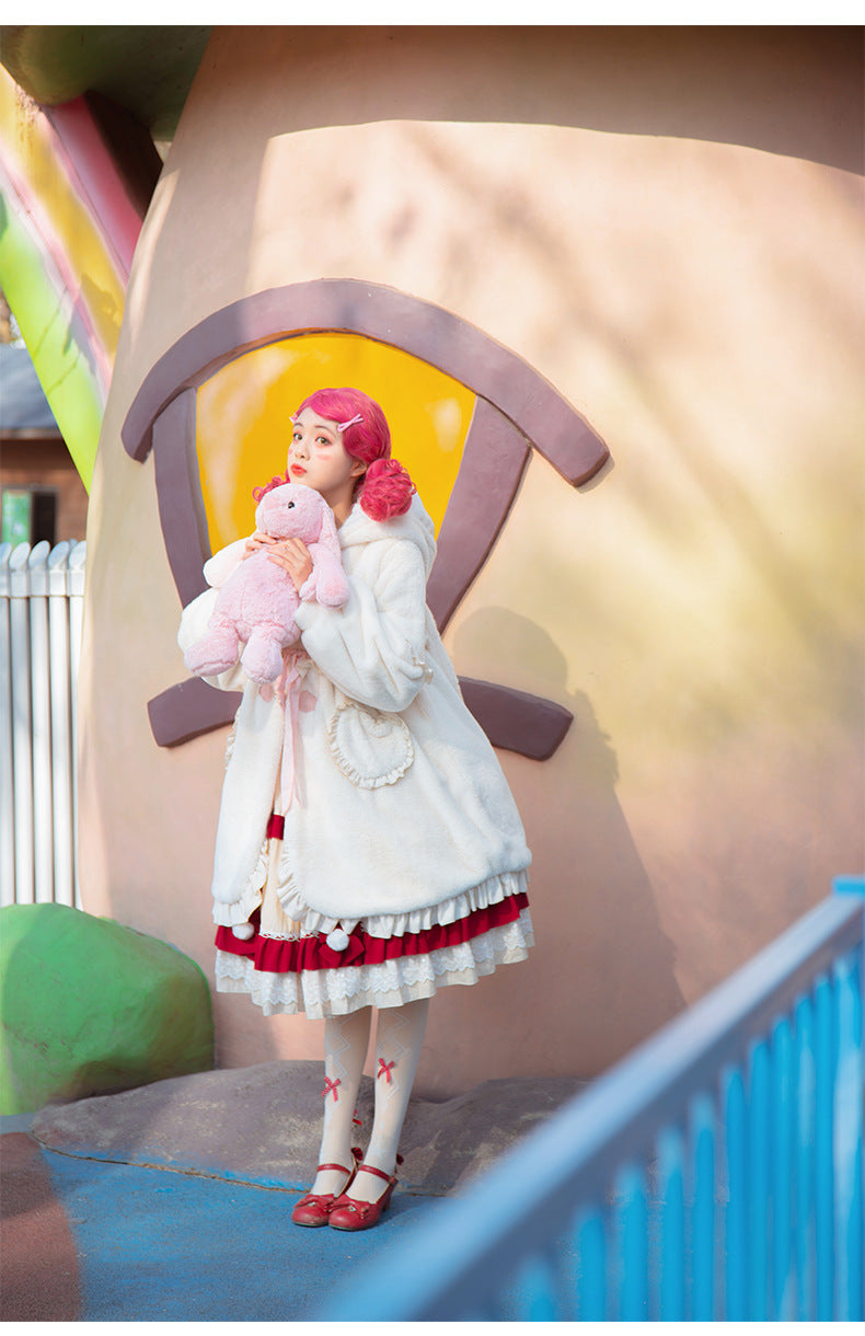 Long-Eared Rabbit" Plush Coat |   Winter Thickened Faux Fur Warm Coat - Lolita Fetch