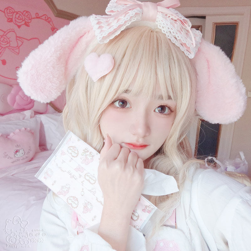 Handmade Sweet My Melody Ear Headband Cute Lace Pink Sweet KC Bow Hair Accessory Lolita Headband