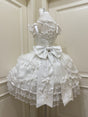 White jsk Suspender Skirt+Bow on the back / S