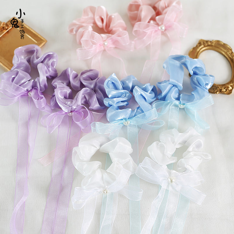 Double Ponytail Lolita Hair Tie Chinese Style Ribbon Bun National Style Girl Bun Hair Accessory Mermaid Princess Hair Tie - Lolita Fetch
