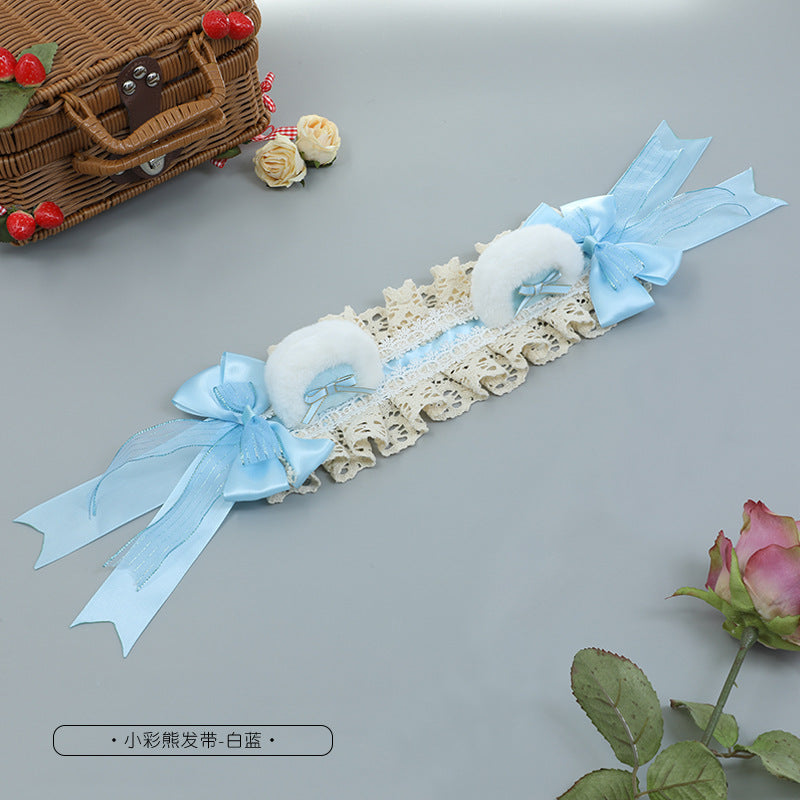 Lolita Headband Cute Japanese Handmade Fashion Accessory Cosplay Comic Exhibition Costume Plush Bear Ear Headband - Lolita Fetch