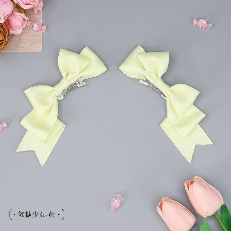 Handmade Bow Hair Clip Cute Anime Lolita Hair Accessory Soft Girl Dark Style Hair Ornament JK Heart Sweet Cool Hairpin