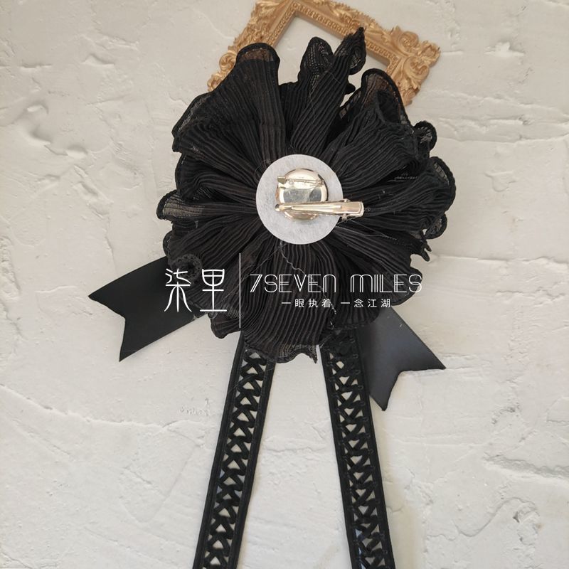 Handmade - Nightfall Retro Black Flower - black Lolita hair accessory