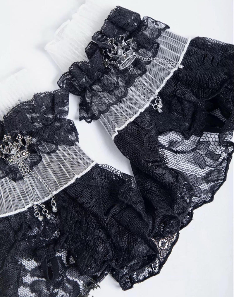 G.L.P - Crown Decoration - Gothic Lolita Lace Cuffs with Crown Details - product detail 9