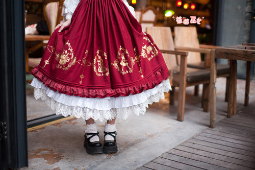 Strawberry Witch - Alice in Wonderland - Classic Lolita JSK Dress Gold Foil Printing