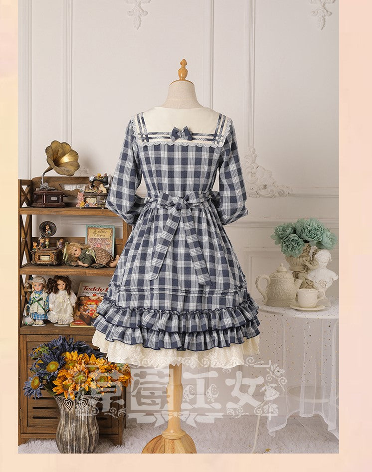 Strawberry Witch - Tartan Sailor Lolita OP Dress - OP Dress