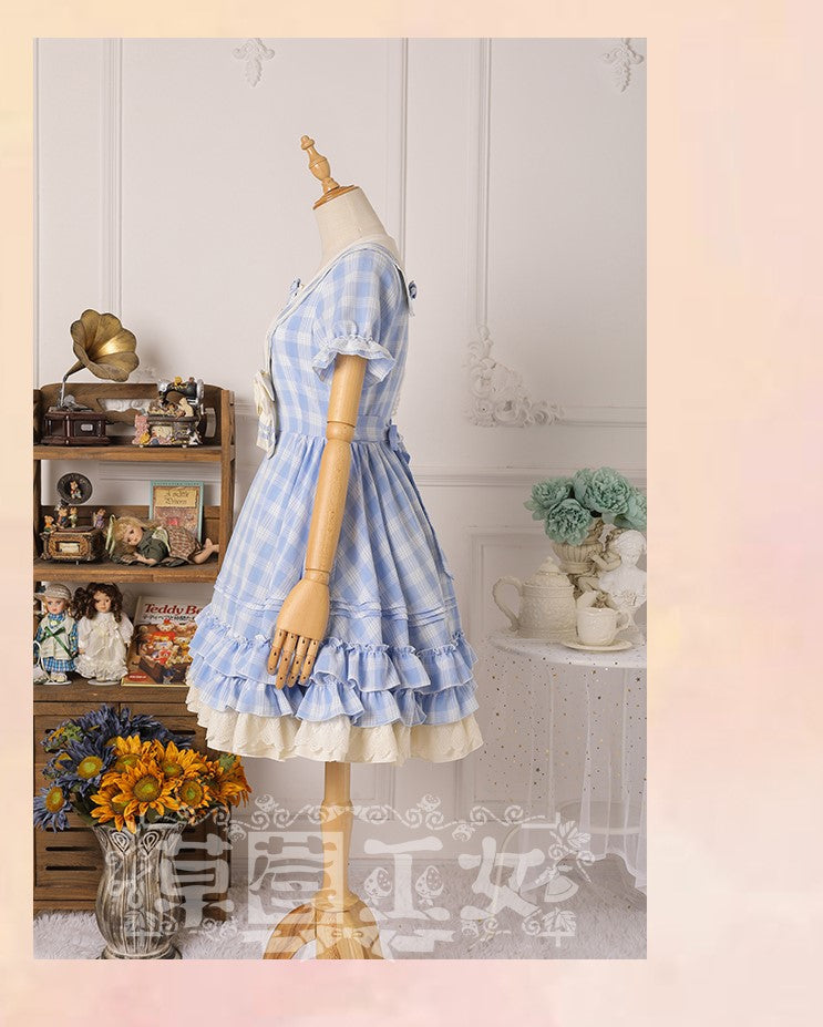 Strawberry Witch - Tartan Sailor Lolita OP Dress - OP Dress
