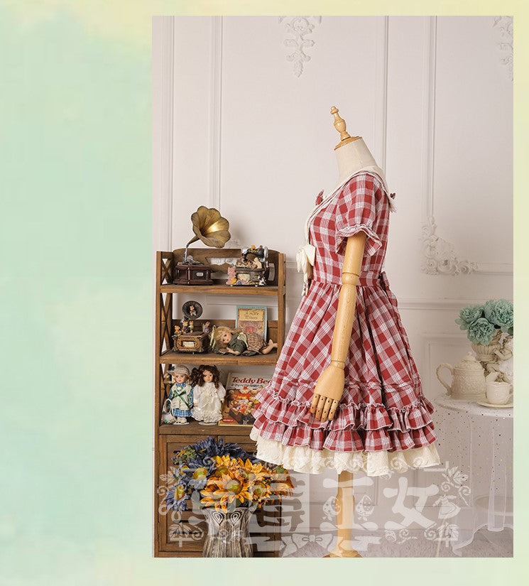 Strawberry Witch - Tartan Sailor Lolita OP Dress - OP Dress