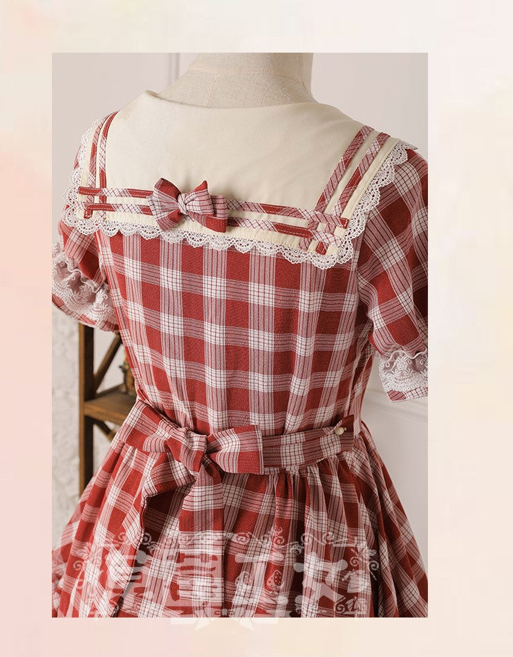 Strawberry Witch - Tartan Sailor Lolita OP Dress - OP Dress