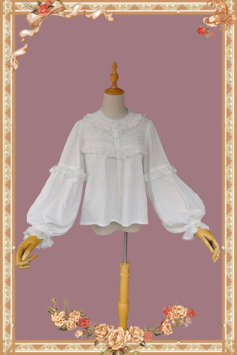 Little Cotton Clouds - Sweet Cotton Lolita Blouse One Size white