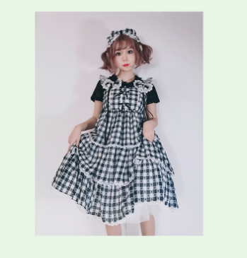 Sakurada Fawn - Plus Size Lolita Jumper Dress Plaid - Sweet JSK JSK Dress