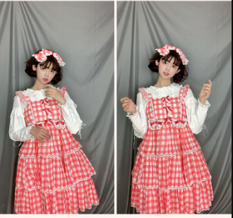 Sakurada Fawn - Plus Size Lolita Jumper Dress Plaid - Sweet JSK JSK Dress