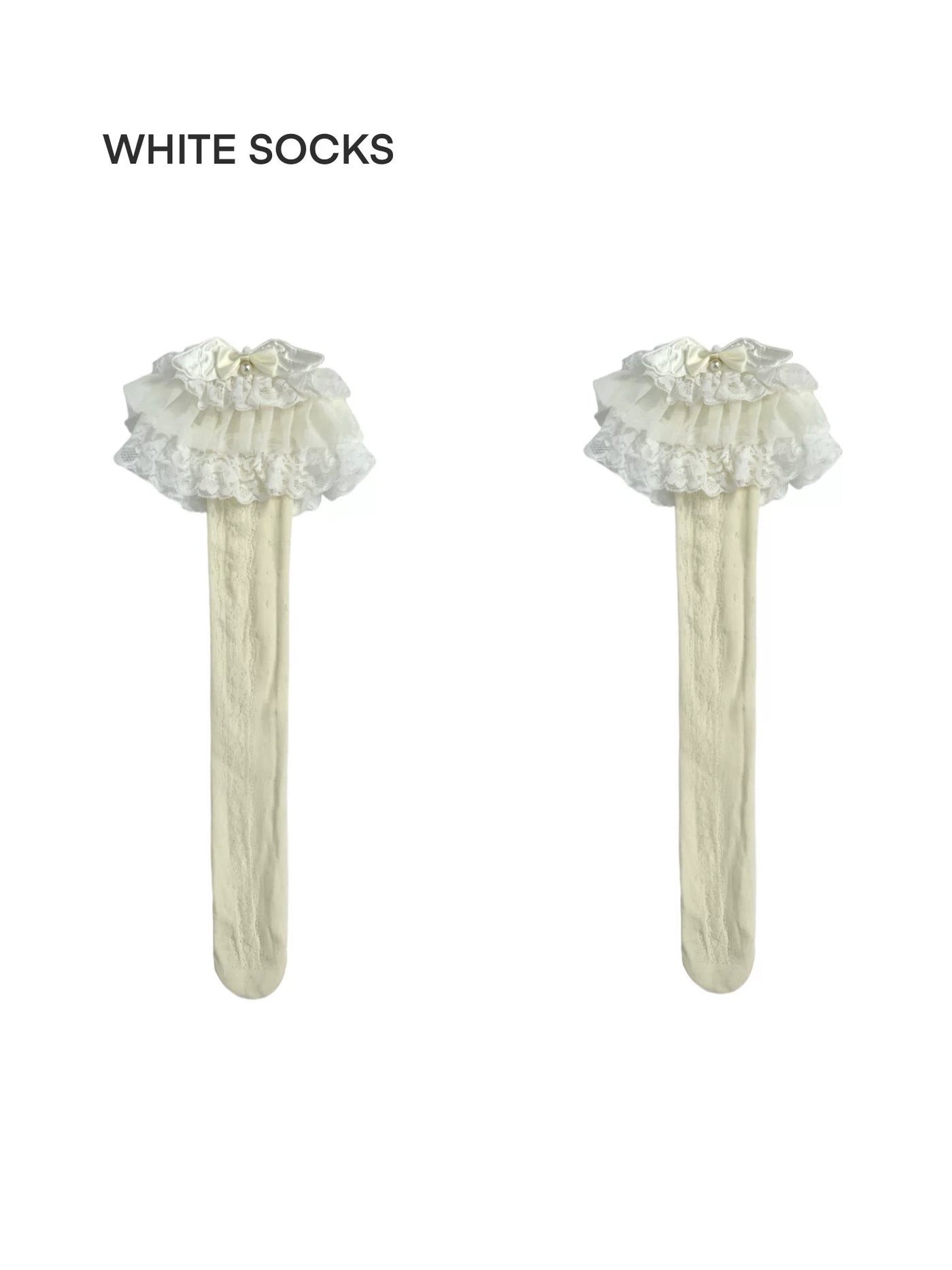 White Socks - Ballet Lace - Ivory lace mid-calf socks with openwork detail
