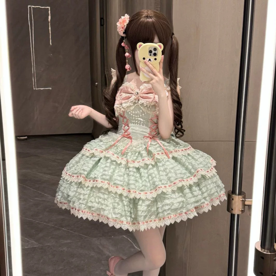 Lady Han Flower Letter JSK dress by Lolita Fetch featuring a floral letter print and elegant original design.