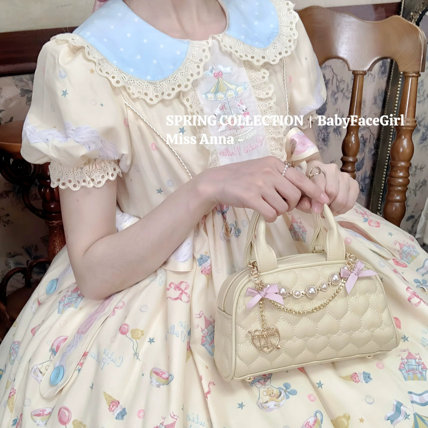 BabyFaceGirl - Miss Anna - Quilted Heart Bow Shoulder Bag
