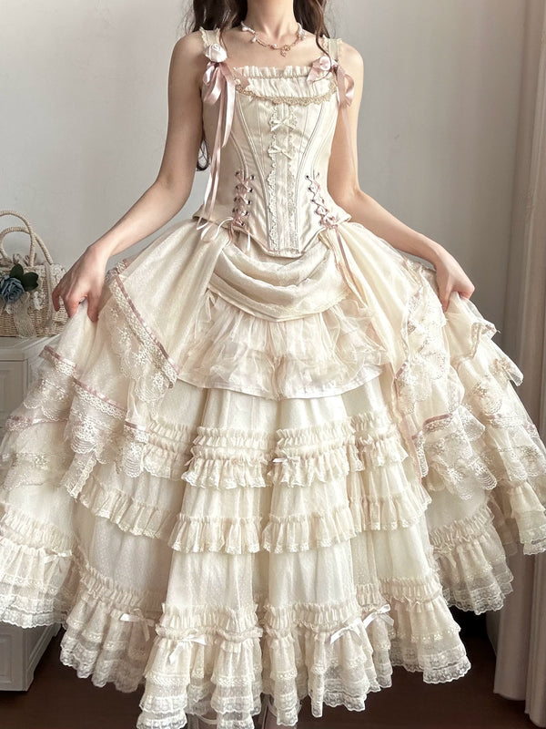 Handmade - Dotted Tulle - Tiered Lace Lolita Petticoat - main view