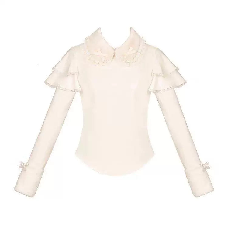 Sweetheart Dream Machine - Autumn Winter Layer - Thick Knit Lolita Underlayer with Ruffled Collar