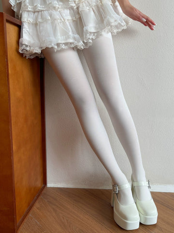 Sock Noble - Cream Jacquard - White Textured Tights