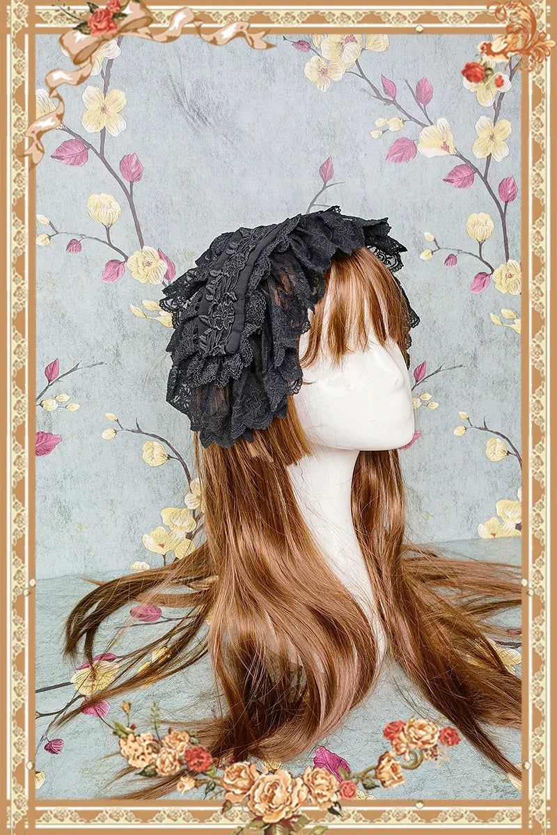 Mirror Doll - Old School Lolita Tiered Hem JSK with Polka Dot Lace 45540:853662