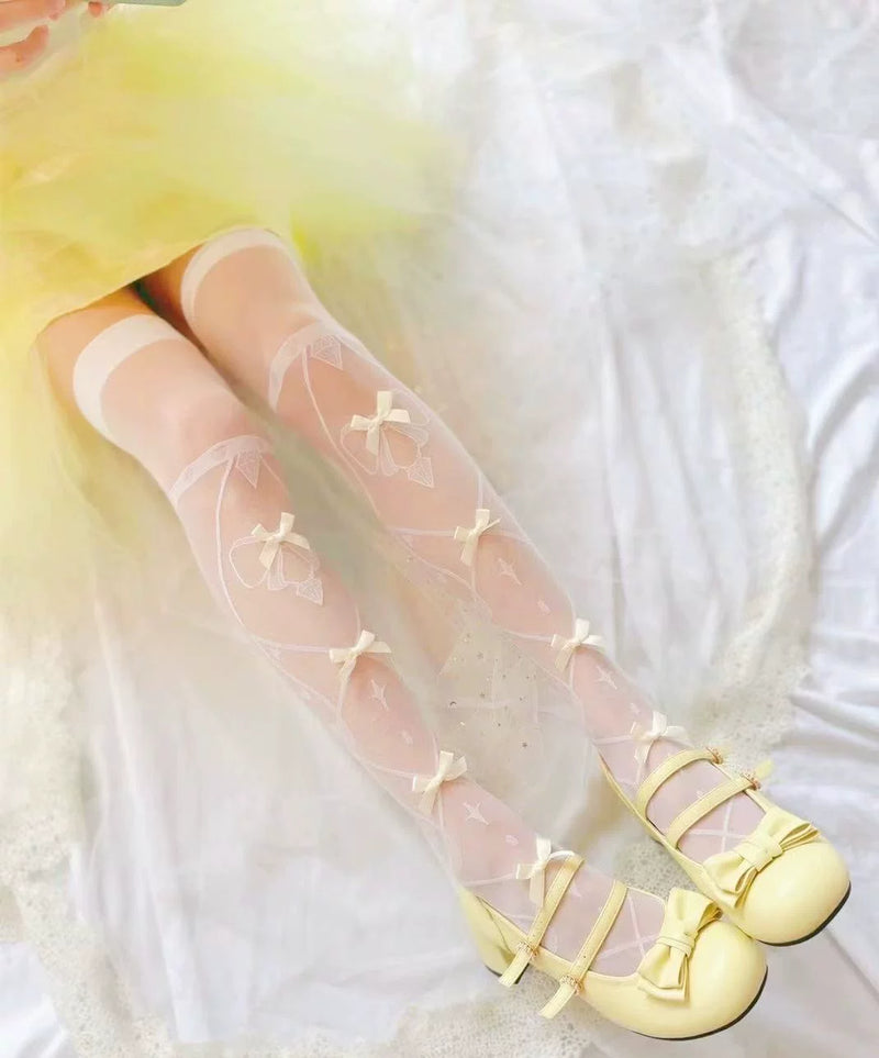 Fantasy Doll - Cross & Bow - Over-the-Knee Socks with Cross Motifs