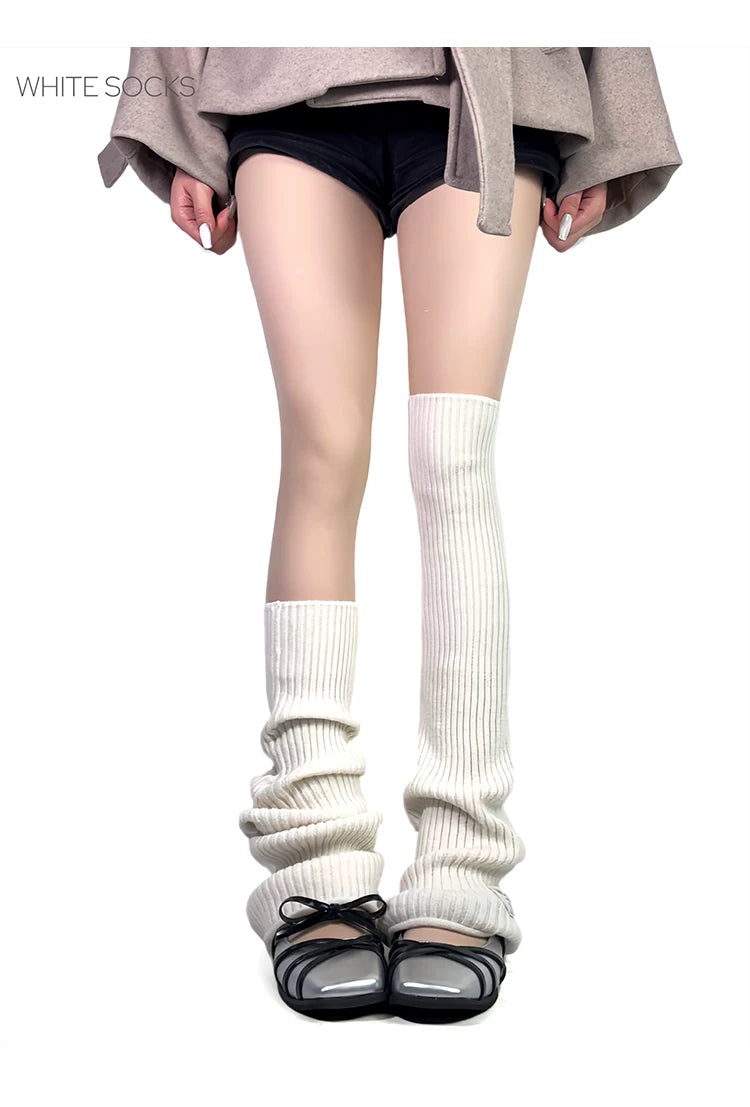 White Socks - Academy Slouch - Ribbed Calf Sock Leg Warmers
